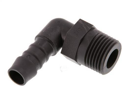 Codo de manguera de 12 mm y R1/2'' PA 6 con rosca macho [5 piezas]