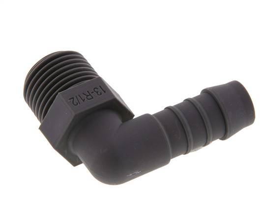 Codo de manguera de 13 mm (1/2'') y R1/2'' PA 6 con rosca macho [5 piezas]