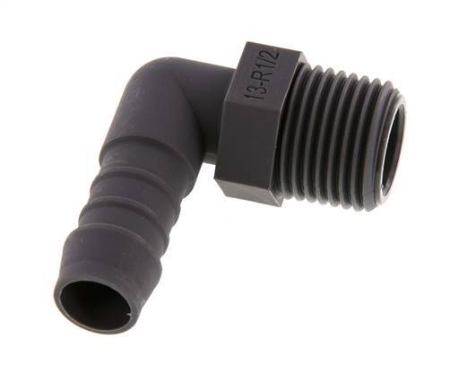 Codo de manguera de 13 mm (1/2'') y R1/2'' PA 6 con rosca macho [5 piezas]