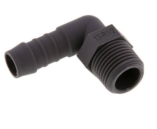 Codo de manguera de 13 mm (1/2'') y R1/2'' PA 6 con rosca macho [5 piezas]