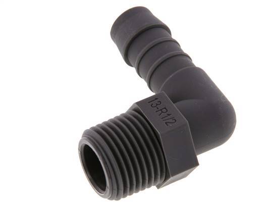 Codo de manguera de 13 mm (1/2'') y R1/2'' PA 6 con rosca macho [5 piezas]