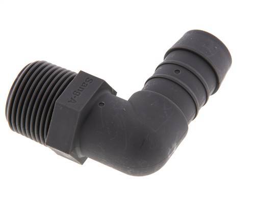 Codo de manguera de 19 mm (3/4'') y R3/4'' PA 6 con rosca macho [2 piezas]