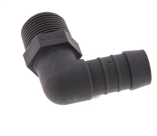 Codo de manguera de 19 mm (3/4'') y R3/4'' PA 6 con rosca macho [2 piezas]