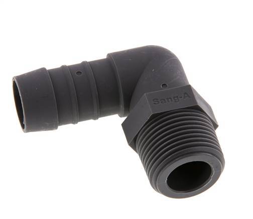 Codo de manguera de 19 mm (3/4'') y R3/4'' PA 6 con rosca macho [2 piezas]