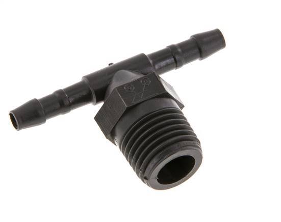 Boquilla de manguera en T de 4 mm y R1/4'' PA 6 con rosca macho [10 piezas]