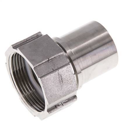 38 mm (1-1/2'') y G1-1/2'' Acero inoxidable 1.4401 Tuerca de racor para manguera Junta plana PTFE Collares de seguridad EN 14420-5 (DIN 2817)
