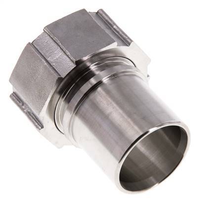 38 mm (1-1/2'') y G1-1/2'' Acero inoxidable 1.4401 Tuerca de racor para manguera Junta plana PTFE Collares de seguridad EN 14420-5 (DIN 2817)
