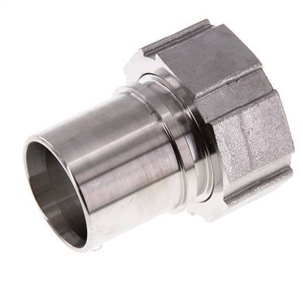 38 mm (1-1/2'') y G1-1/2'' Acero inoxidable 1.4401 Tuerca de racor para manguera Junta plana PTFE Collares de seguridad EN 14420-5 (DIN 2817)