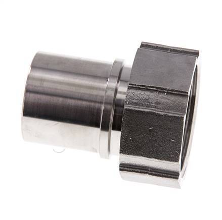 38 mm (1-1/2'') y G1-1/2'' Acero inoxidable 1.4401 Tuerca de racor para manguera Junta plana PTFE Collares de seguridad EN 14420-5 (DIN 2817)