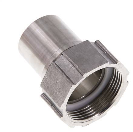 38 mm (1-1/2'') y G1-1/2'' Acero inoxidable 1.4401 Tuerca de racor para manguera Junta plana PTFE Collares de seguridad EN 14420-5 (DIN 2817)