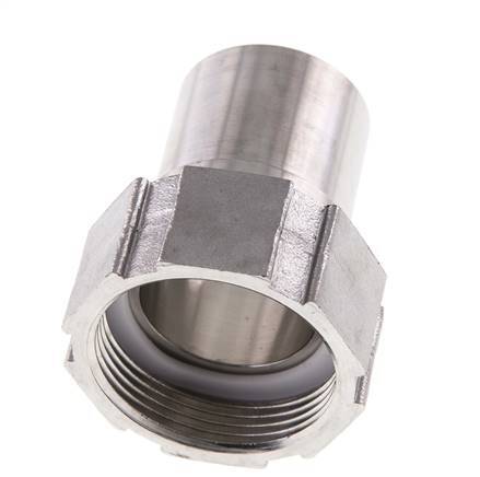 38 mm (1-1/2'') y G1-1/2'' Acero inoxidable 1.4401 Tuerca de racor para manguera Junta plana PTFE Collares de seguridad EN 14420-5 (DIN 2817)