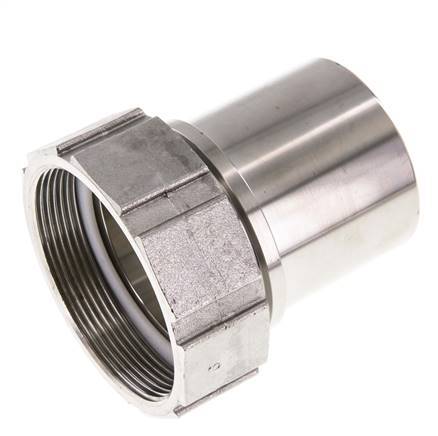 63 mm (2-1/2'') y G2-1/2'' Acero inoxidable 1.4401 Tuerca de racor para manguera Junta plana PTFE Collares de seguridad EN 14420-5 (DIN 2817)