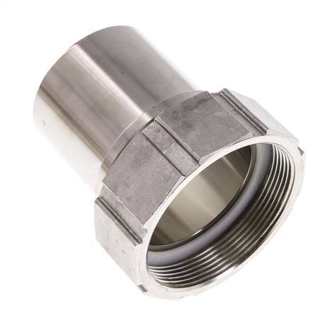63 mm (2-1/2'') y G2-1/2'' Acero inoxidable 1.4401 Tuerca de racor para manguera Junta plana PTFE Collares de seguridad EN 14420-5 (DIN 2817)