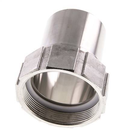 63 mm (2-1/2'') y G2-1/2'' Acero inoxidable 1.4401 Tuerca de racor para manguera Junta plana PTFE Collares de seguridad EN 14420-5 (DIN 2817)