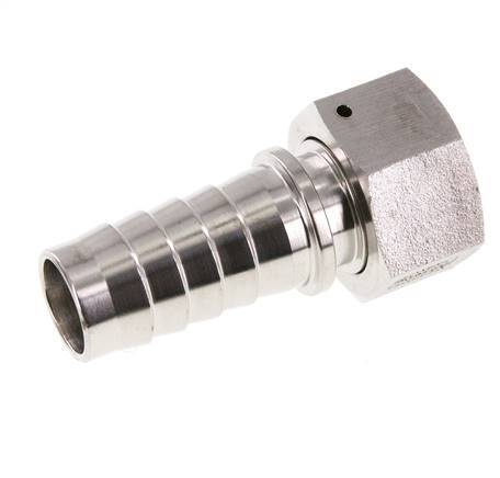 Pilar de manguera de acero inoxidable 1.4301 de 25x40 mm y G1'' con tuerca de unión DIN EN 14423 / DIN 2826