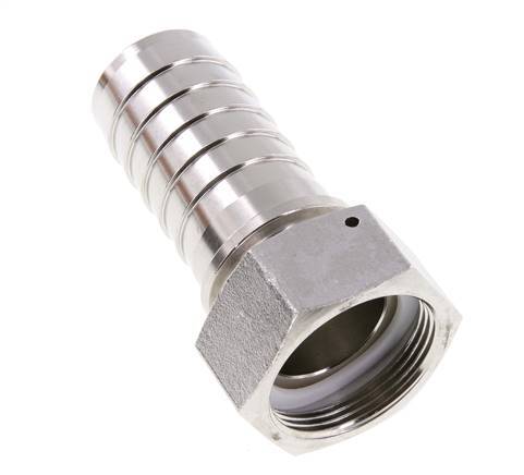38x54 mm y G1-1/2'' Pilar de manguera de acero inoxidable 1.4301 con tuerca de unión DIN EN 14423 / DIN 2826