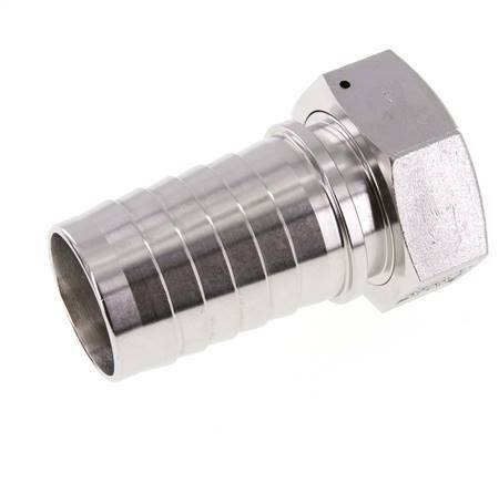 Pilar de manguera de acero inoxidable 1.4301 de 50x68 mm y G2'' con tuerca de unión DIN EN 14423 / DIN 2826
