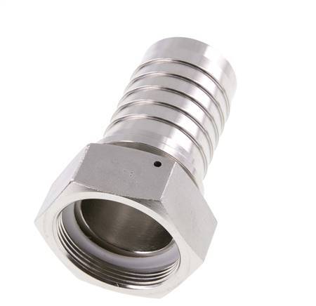 Pilar de manguera de acero inoxidable 1.4301 de 50x68 mm y G2'' con tuerca de unión DIN EN 14423 / DIN 2826