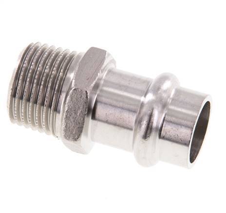 Racor a presión - 15 mm hembra y R 1/2'' macho - Acero inoxidable