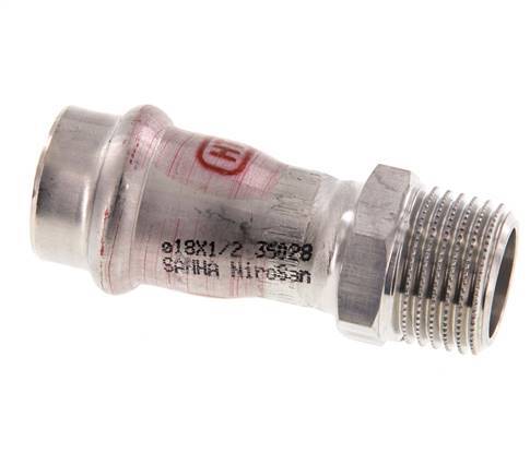 Racor a presión - 18 mm hembra y R 1/2'' macho - Acero inoxidable