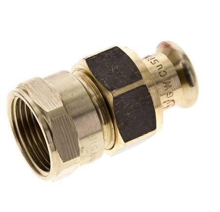 Racor de unión a presión - 15mm hembra y Rp 3/4'' hembra - Aleación de cobre junta plana