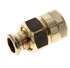 Racor de unión a presión - 15mm hembra y Rp 3/4'' hembra - Aleación de cobre junta plana