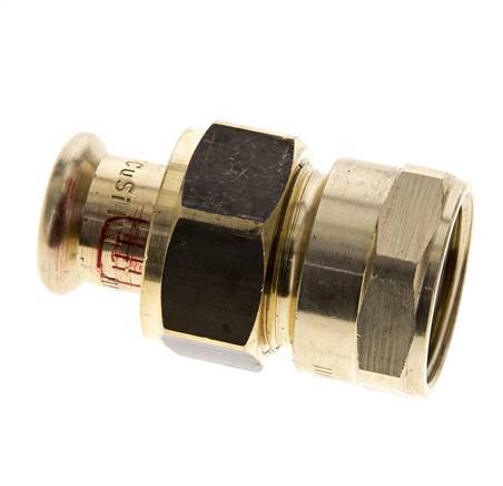 Racor de unión a presión - 15mm hembra y Rp 3/4'' hembra - Aleación de cobre junta plana