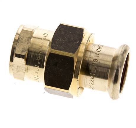 Racor de unión a presión - 22mm hembra y Rp 3/4'' hembra - Aleación de cobre junta plana