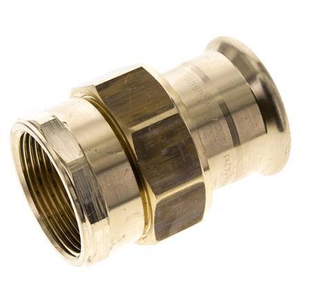 Racor de unión a presión - 42 mm hembra y Rp 1-1/2'' hembra - Aleación de cobre junta plana