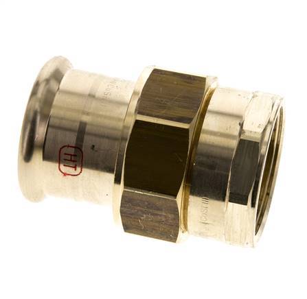 Racor de unión a presión - 42 mm hembra y Rp 1-1/2'' hembra - Aleación de cobre junta plana