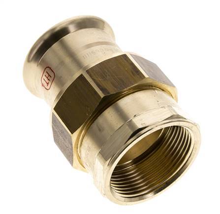 Racor de unión a presión - 42 mm hembra y Rp 1-1/2'' hembra - Aleación de cobre junta plana