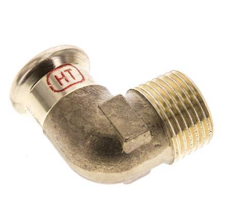 Accesorio a presión codo de 90 grados - 15 mm hembra y R 1/2'' macho - Aleación de cobre