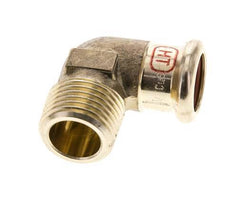 Accesorio a presión codo de 90 grados - 15 mm hembra y R 1/2'' macho - Aleación de cobre