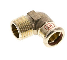 Accesorio a presión codo de 90 grados - 15 mm hembra y R 1/2'' macho - Aleación de cobre