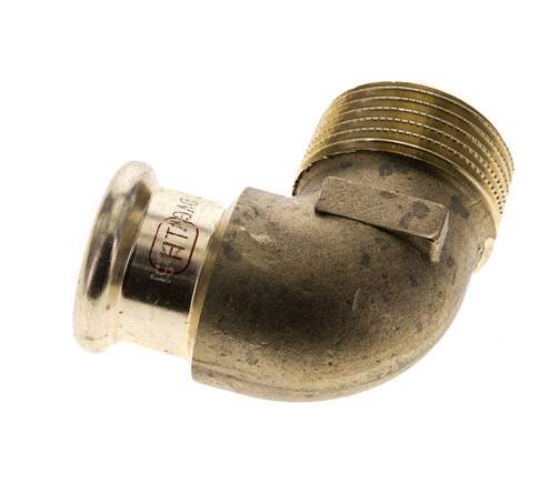Accesorio a presión codo de 90 grados - 22 mm hembra y R 1'' macho - Aleación de cobre