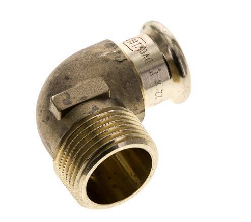 Accesorio a presión codo de 90 grados - 22 mm hembra y R 1'' macho - Aleación de cobre