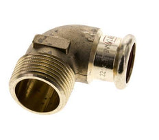 Accesorio a presión codo de 90 grados - 22 mm hembra y R 1'' macho - Aleación de cobre