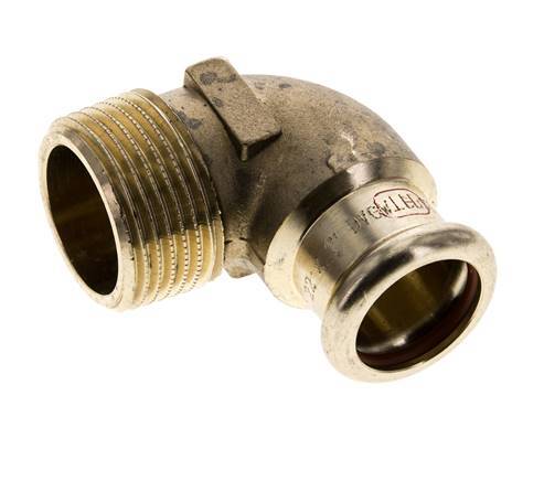 Accesorio a presión codo de 90 grados - 22 mm hembra y R 1'' macho - Aleación de cobre