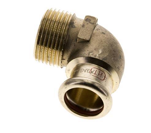 Accesorio a presión codo de 90 grados - 22 mm hembra y R 1'' macho - Aleación de cobre