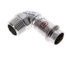 Racor a presión codo de 90 grados - 15 mm hembra y R 1/2'' macho - Acero inoxidable