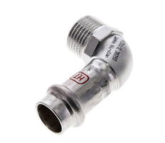 Racor a presión codo de 90 grados - 15 mm hembra y R 1/2'' macho - Acero inoxidable