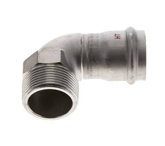 Racor a presión codo de 90 grados - 35 mm hembra y R 1-1/4'' macho - Acero inoxidable