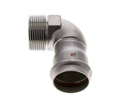 Racor a presión codo de 90 grados - 35 mm hembra y R 1-1/4'' macho - Acero inoxidable