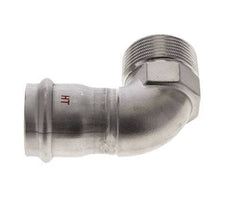 Racor a presión codo de 90 grados - 35 mm hembra y R 1-1/4'' macho - Acero inoxidable