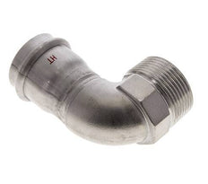 Racor a presión codo de 90 grados - 35 mm hembra y R 1-1/4'' macho - Acero inoxidable