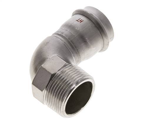 Racor a presión codo de 90 grados - 35 mm hembra y R 1-1/4'' macho - Acero inoxidable