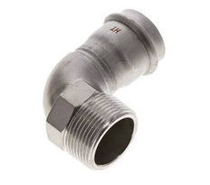 Racor a presión codo de 90 grados - 35 mm hembra y R 1-1/4'' macho - Acero inoxidable