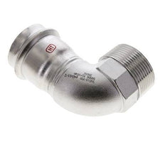 Racor a presión codo de 90 grados - 42 mm hembra y R 1-1/2'' macho - Acero inoxidable