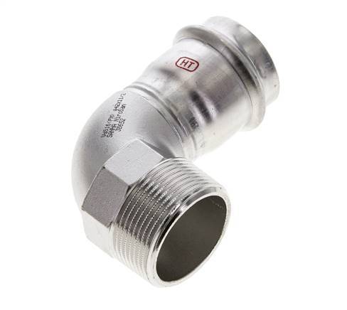 Racor a presión codo de 90 grados - 42 mm hembra y R 1-1/2'' macho - Acero inoxidable
