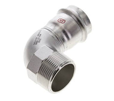 Racor a presión codo de 90 grados - 42 mm hembra y R 1-1/2'' macho - Acero inoxidable